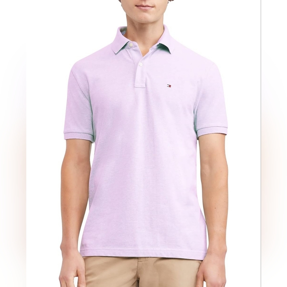 Tommy Hilfiger Men's Lilac/Purple Custom Fit Polo Shirt Size Medium GUC 🐈